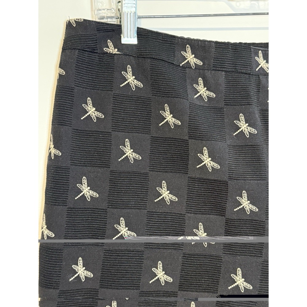 Vintage Talbots Women's Sz 16 Dragonfly Embroidered Cotton Straight Crop Pant - Picture 3 of 8